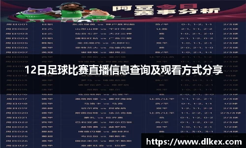 12日足球比赛直播信息查询及观看方式分享